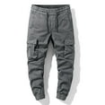 thumbnail image 1 of Pantalones largos de moda para hombre, casuales, de color sólido, cargo, con bolsillos y cremallera, cintura elástica, pantalones largos de algodón para hombre., 1 of 9