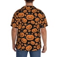 thumbnail image 3 of Balery Halloween Pumpkins Camisa Casual de Manga Corta con Botones para Hombre, Texturizada, Estilo Cubano, para Playa, Verano-4X-Large, 3 of 5