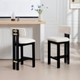 thumbnail image 3 of Guyou 26" Farmhouse Bar Stools Set of 2, Modern Armless Counter Height Kitchen Stools, Linen Upholstered Bar Chairs with Natural Wooden Legs, French Country Stools for Kitchen Island, Black, 3 of 9