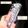 thumbnail image 4 of Compatible with iPhone 15 Pro Case for Women，Very Shiny Luxury Bling Phone Case with 3D Glitter Sparkle Crystal Rhinestone Diamond Gems，Soft TPU Bumper Cover for Girly Girls（Silver）, 4 of 13