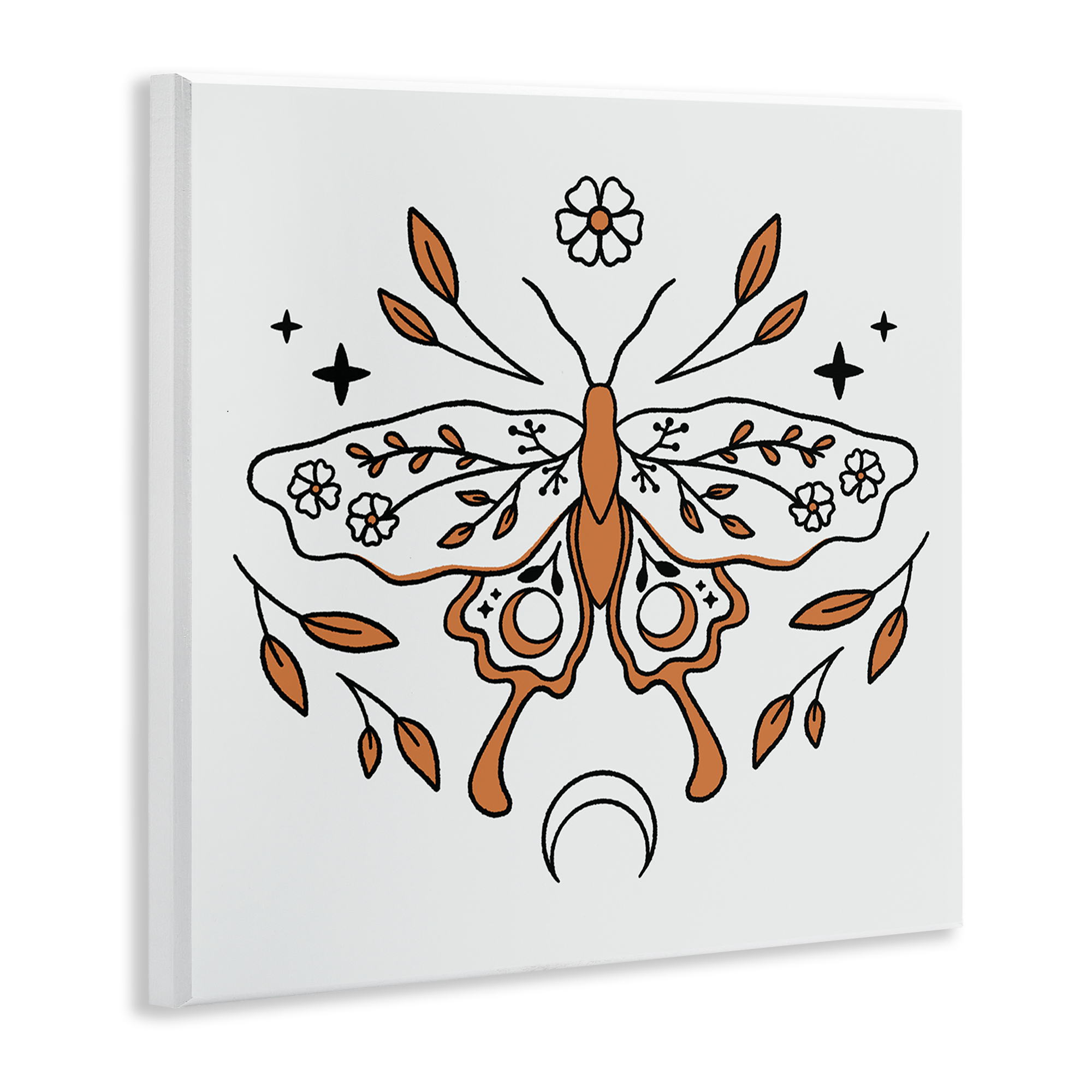 Stupell Industries Celestial Floral Moth Animals Painting Unframed Art Print Wall Art, 12 x 12