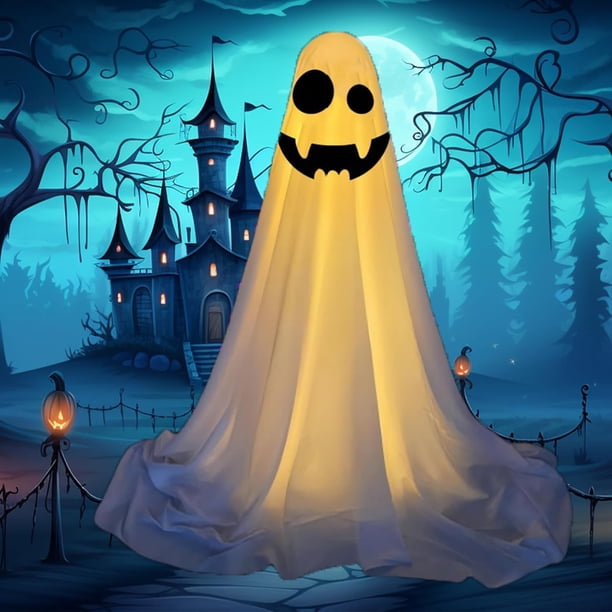 2 kits de fantasmas iluminados: kits de fantasmas para decoración de Halloween, kit de fantasmas iluminados de altura ajustable para Halloween, kit de fantasmas DIY con luces, kits de fantasmas ilumin