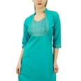 thumbnail image 7 of Phagun Aqua Green Solid Straight Kurti Indian Casual Cotton Women's Clothing-18, 7 of 7