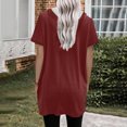 thumbnail image 5 of Summer Tops for Women 2024 Clearance! Mgmyaa Women Tops Plus Size Crew Neck Short Sleeve Tops Hooded Drawstring Loose T-Shirt Fashion Solid Color Fit Casual Tees, Shirts, 5 of 5