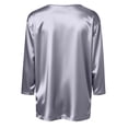 thumbnail image 5 of Womens Satin Silk 3/4 Length Sleeve Tunic Tops Trendy Silky Round Neck Business Casual Shirt Dressy Blouses, Gray L, 5 of 6