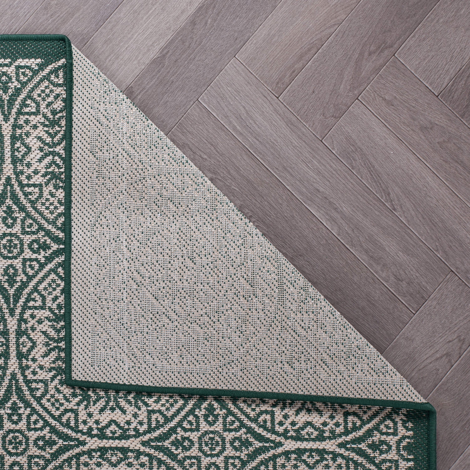 World Rug Gallery Transitional Floral Circles Textured Flat Weave Indoor/Outdoor Area Rug - GREEN 5' X 7'