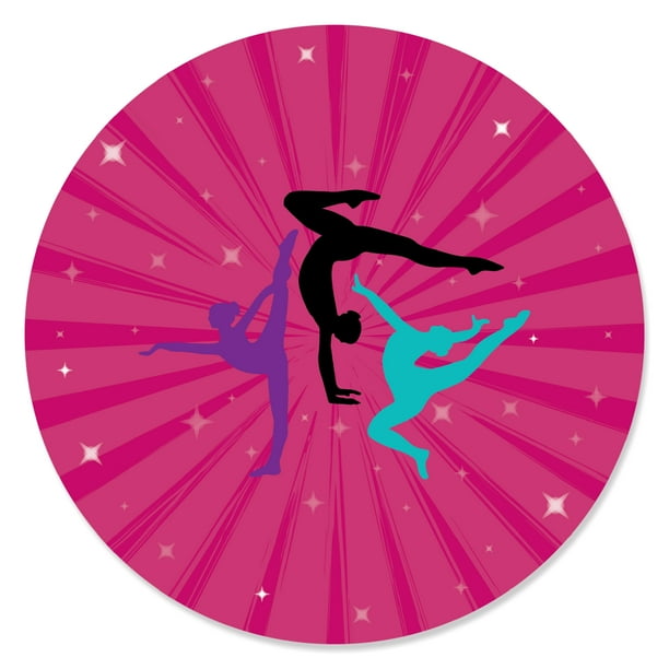 Tumble, Flip & Twirl - Gymnastics - Birthday Party or Gymnast Party Circle Sticker Labels - 24 ...