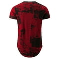 thumbnail image 2 of KLIEGOU Mens Hipster Hip Hop Ripped Round Hemline Pattern Print T Shirt(Red S), 2 of 2