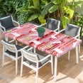thumbnail image 2 of Easter Bunny Table Cloths for 5 Foot Rectangle Tables, Colorful Eggs Spring Leaves Farm Pink Stripes Patio Waterproof Elastic Fitted Tablecloths, Washable Rectangular Table Cover for Camping, 2 of 8