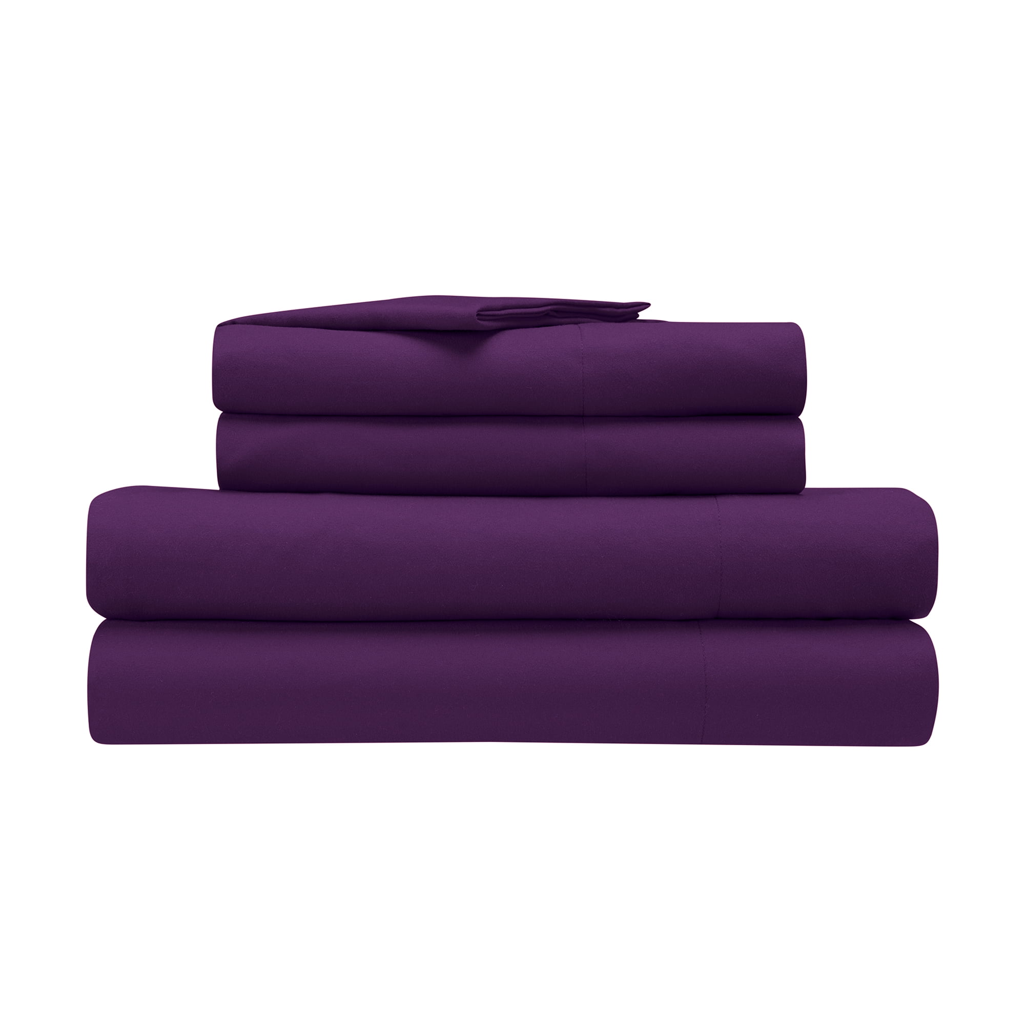 Serta Simply Clean 3-Piece Antimicrobial Solid Bed Sheet Set, Twin, Purple