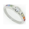 thumbnail image 2 of Pride Shack- CZ Unique Back Set Rainbow Ring - Lesbian Engagement Ring Gay Pride, 2 of 3