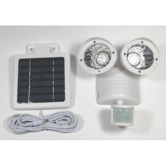 Solar Motion Sensor Security Spotlight 22 LED Dual Flood Light White