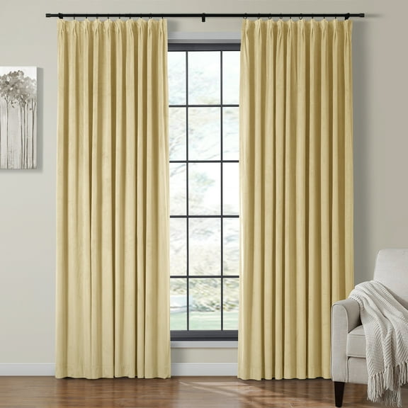TWOPAGES Room Darkening Drape Pinch Pleat Hanging Style Curtain for Bedroom, 1 Panel, Custom, Cream