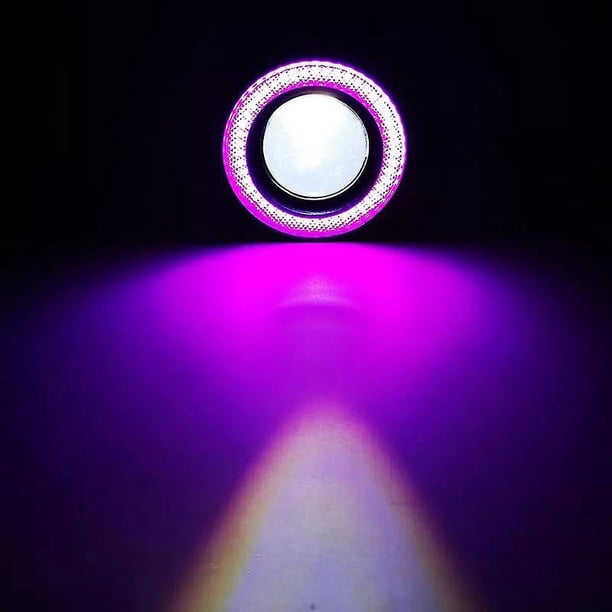 2 faros antiniebla para coche, tipo ojo de ángel, halo, redondos, LED, universales, color rosa