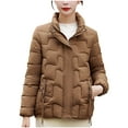 thumbnail image 2 of Parkas de manga larga para mujer, chaqueta de plumón informal con cuello alto y moda, chaqueta acolchada de algodón para mujer, abrigo moderno para mujer, 2 of 9