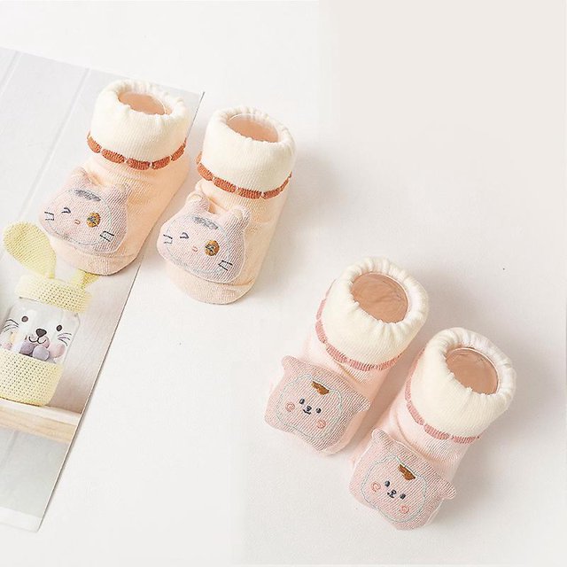 Calcetines antideslizantes para niños pequeños, 2 pares con agarre para niños, niñas, bebés, calcetines de algodón antideslizantes para niños, adecuados para 6-12 meses