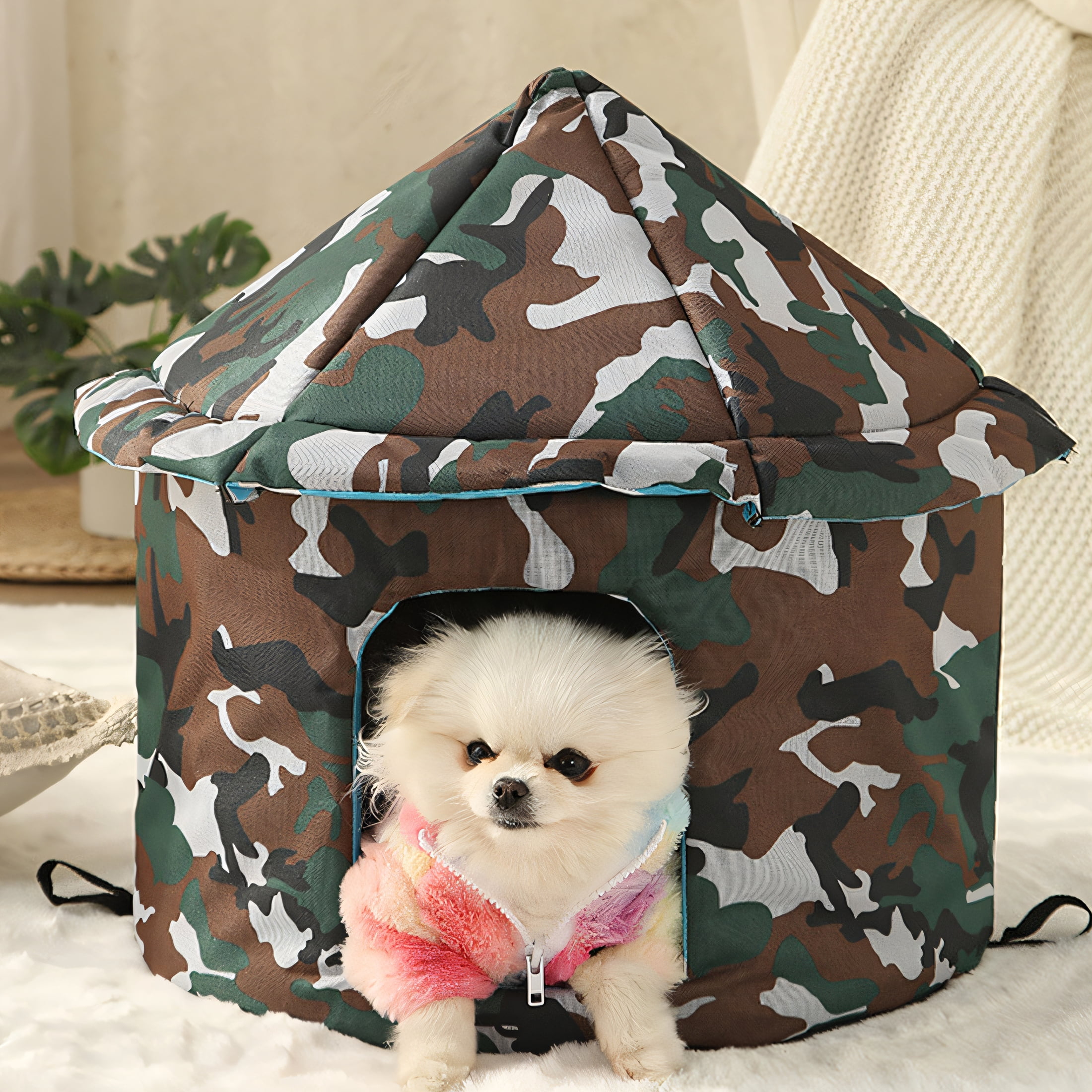 BESTSKY Cat House,Sturdy Cat Houses for Outdoor Cats,Green Camouflage Outdoor Cat House,S