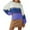 Blue, variant on Herrnalise Women's Knitted Crop Tops Casual Solid Color Splicing Line Round Neck Long Sleeve Sweater Tops Blouse Pullover Jumper Sweaters