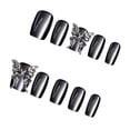 thumbnail image 5 of 10Pcs Women Cats Eye Square False Nails with 3D Butterfly and Glossy Metallic Gray Designs Glues On Nails, 5 of 8