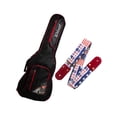thumbnail image 1 of PAQUETE Estuche para guitarra eléctrica Funda para guitarra Gig bag, guitar case para trasporte y protección, color negro bordes rojos + Tahali strap correa Kidam USA, 1 of 4