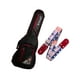 thumbnail image 1 of PAQUETE Estuche para guitarra eléctrica Funda para guitarra Gig bag, guitar case para trasporte y protección, color negro bordes rojos + Tahali strap correa Kidam USA, 1 of 4