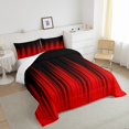 thumbnail image 4 of Black Red Comforter Set Full Abstract Gradient Stripes Bedding Set Teen,Vintage Ombre Art Striped Lines Geometric Down Comforter,Stripe Modern Style Quilt Simple Room Decor, 4 of 6