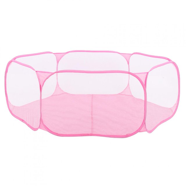 Corralito portátil para mascotas pequeñas, transparente, para cachorros, gatos, conejos, tienda de campaña para exteriores, color rosa