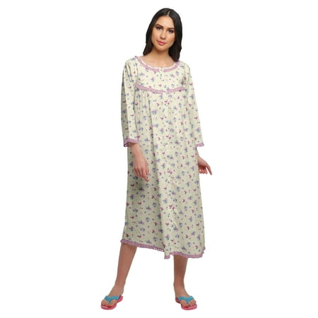 

Moomaya Cotton Printed Button Down Nightdress For Women Nursing Night Gown