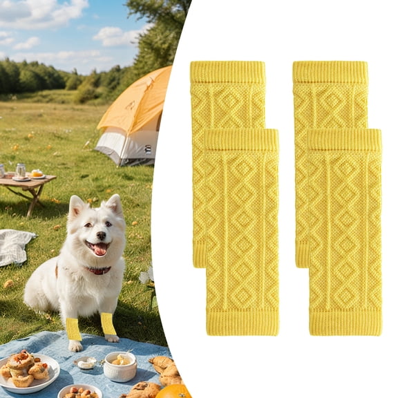 FLORNIX 4Pcs Dog Socks,Joint Sport Protection Dog Socks to Prevent Licking Paws,Cotton Non Slip Dog Booties and Paw Protectors,Yellow1
