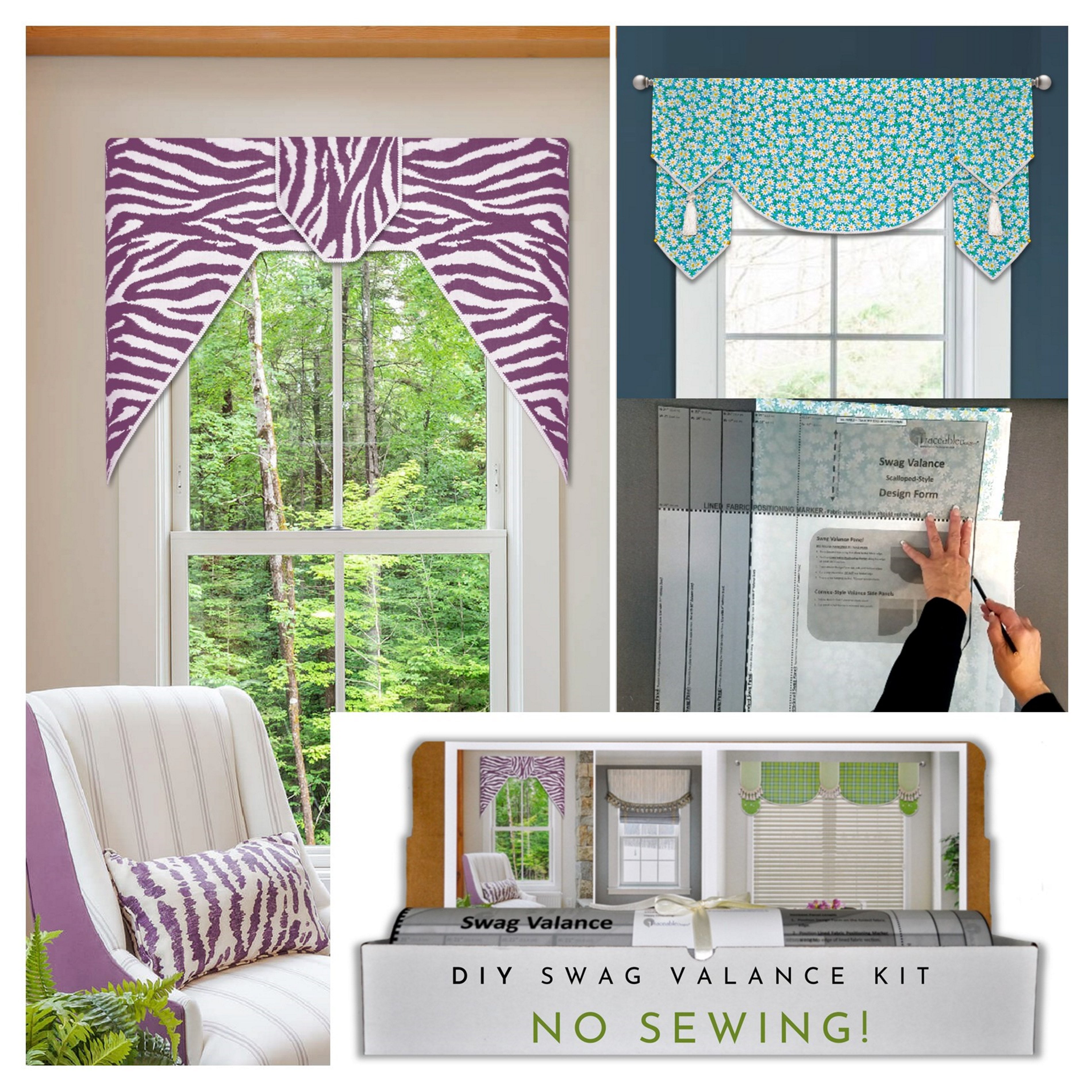 No-sew Swag Valance Kit, Fit All Window Sizes, Reusable For Unlimited ...
