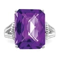 thumbnail image 5 of Sterling Silver Rhodium-plated Checker-Cut Amethyst Ring, 5 of 6