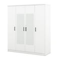 thumbnail image 6 of Plywood Wardrobe Closet with 3 Top Cabinet and Storage Drawer, 4-Door Wardrobe with MIrror for Bedroom, White, 6 of 7