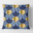 thumbnail image 2 of Designart Retro Luxury Waves In Gold And Blue VIII' Mid-Century Modern Throw Pillow - 16x16, 2 of 2