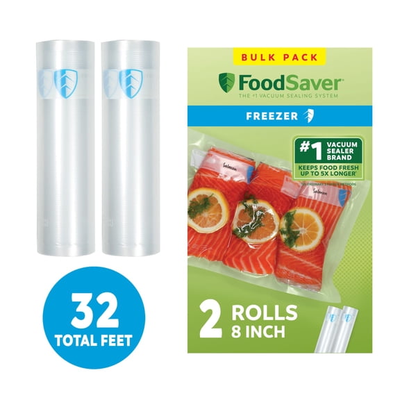 FoodSaver Vacuum Sealer Rolls, 8 Inch x 16 Feet, BPA-Free, 2 Pack