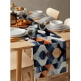 thumbnail image 6 of Navy Blue Burnt Orange Table Runner Cotton Linen 72 Inch Holiday Dresser Scarves, Geometric Retro Abstract Tablerunner for Kitchen Coffee Dining Bedroom Home Living Room Dinner Scarf Décor 13''x72'', 6 of 9