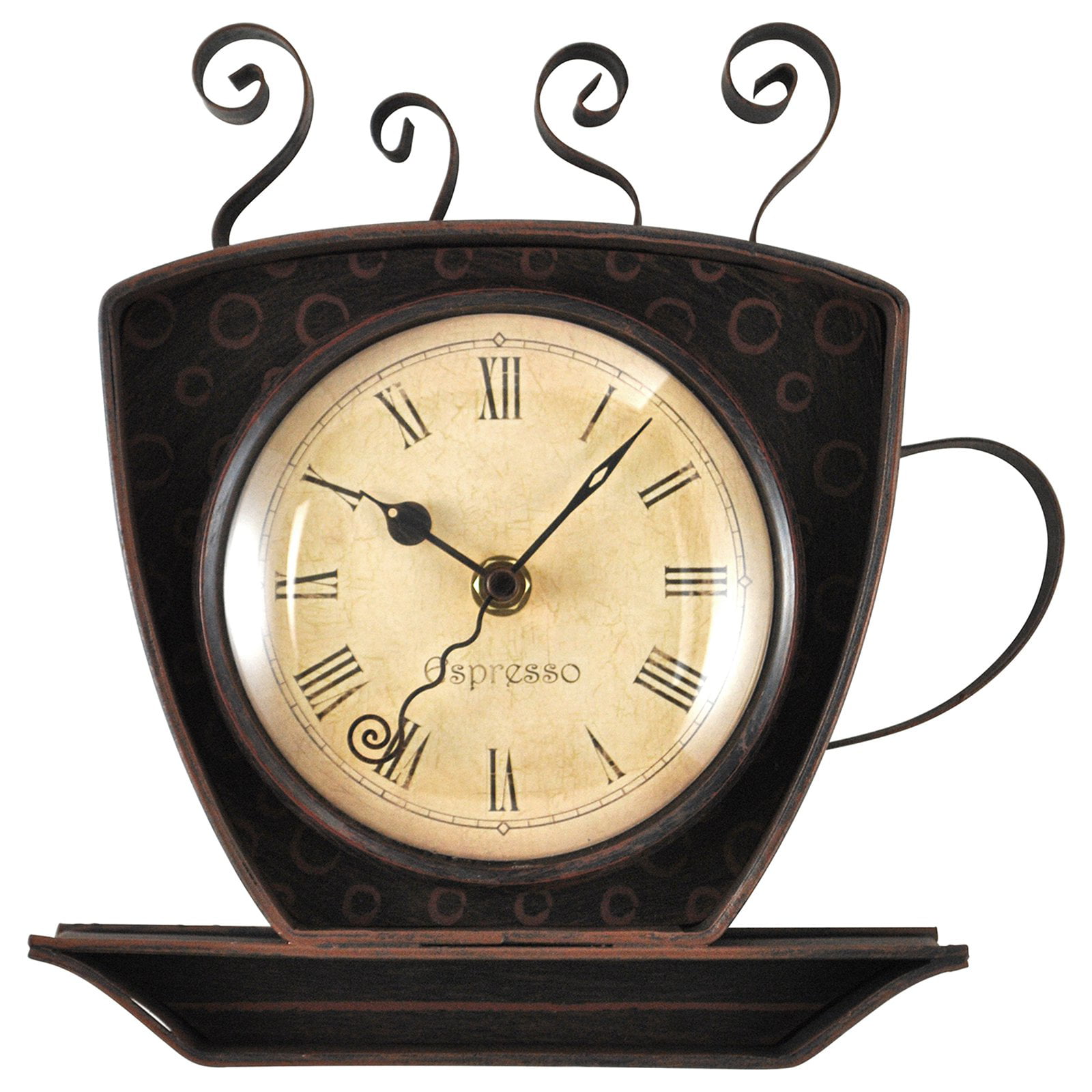 FirsTime Bronze Clock Coffee Cup Analog Modern Indoor Wall Standard Clocks NEW 