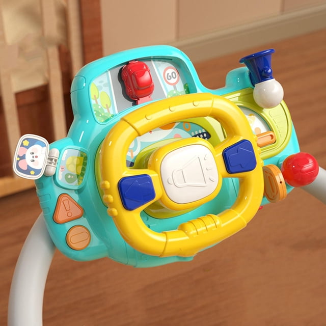 Volante de juguete, volante de conducción de simulación de automóviles, juguetes de sonido para bebés, juguete de conducción de automóvil portátil Verde