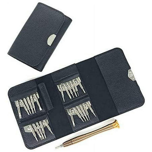 25 in 1 Screwdriver Set Precision Repair Mini Tool Kits with Black Leather Bag for PC, Eyeglasses, Mobile Phone, Watch, Digital Camera and Other Appliances
