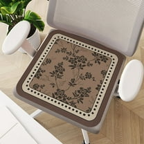 EazyTech French Style Vintage Floral Dining Chair Cushion Non-Slip - Washed Winter Plush Square Seat Pad 16x16 Inch Home Decor Gifts Brown