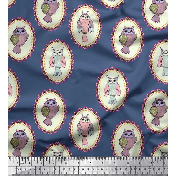 Soimoi Velvet Fabric Owl Kids Fabric Prints by Yard 58 Inch Wide
