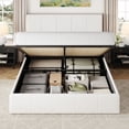 thumbnail image 3 of Allewie Queen Size Velvet Lift Up Storage Bed Frame, Vertical Channel Tufted Headboard, Hydrualic Underneath Storage, Upholstered Platform Bed, Wooden Slats Support, No Box Spring Needed, White, 3 of 9