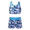 thumbnail image 1 of TiaoBug Kids Girls Two Pieces Swimsuits Y-Shaped Back Tank Top with Boyshorts, 1 of 7