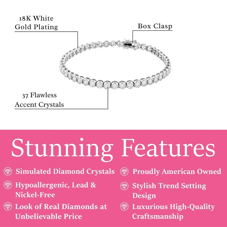 Cate & Chloe Joelle 18K White Gold Tennis Bracelet with Crystals photo 3
