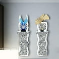 thumbnail image 3 of Set of 2 Crystal Crush Diamond Candle Sconces, Gorgeous Silver Mirrored Wall Sconce, Wave Pattern Irregular Candle Holder Glass Wall Decorations for Home Décor, Living Room, Dining Room., 3 of 14