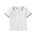 thumbnail image 2 of DAETIROS Boys Short Sleeve Polo Shirt 100% Cotton White Contrast Stripes Casual Everyday Wear with Pocket 2-14 Years,Size 9-10 T, 2 of 8
