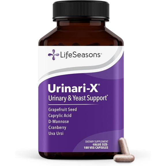 Urinari-X - Urinary Tract Support - Fast Acting UTI Help - Vitamin Supplement for Healthy Bladder Function & Immunity - D-Mannose, Cranberry, Caprylic Acid, Uva Ursi & Grapefruit - 180 Capsules
