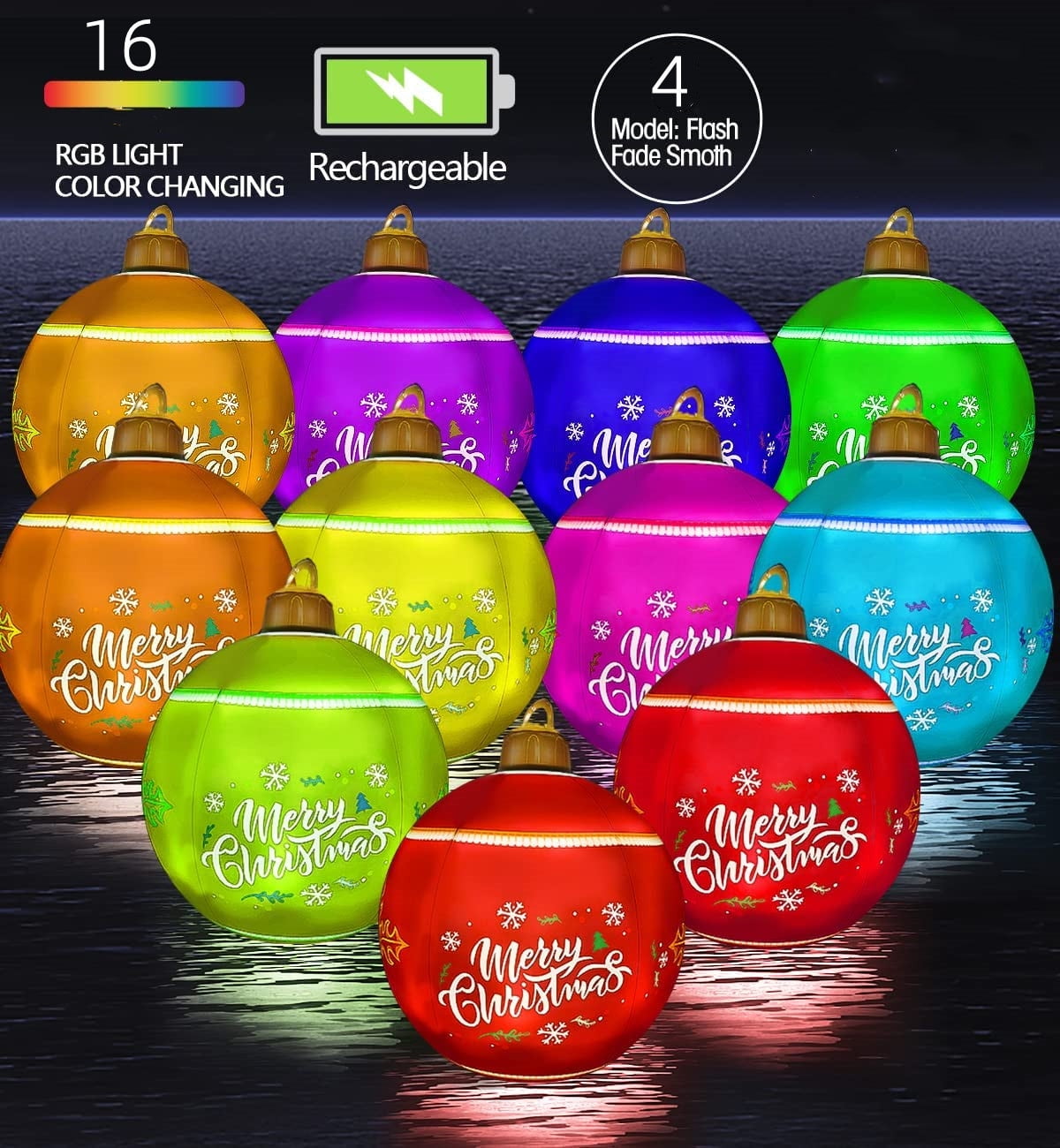 Inflatable Christmas Ball, Happiwiz Light Up Inflatable PVC Christmas