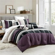 ESCA J 22166V Q Acima Comforter Set, Purple & Black - Queen Size - 7 Piece