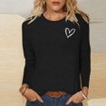 thumbnail image 2 of Besolor T-Shirts de la Saint-Valentin pour Femmes Imprimé Cœur Col Rond Manches Longues Tunique Décontractée Blouse Tee, 2 of 4