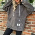 thumbnail image 3 of Lohuatrd Autumn Winter Women Hoodies with Large Pocket Long Sleeves Pullover Plush Tops Fashion Solid Color Drawstring Hooded Coat Casual Female Sweatshirt Streetwear, 3 of 8